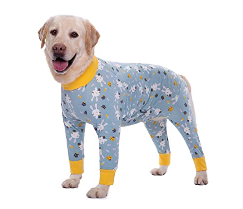 BT Bear Elastischer Haustier-Einteiler für große Hunde, schützt Gelenke, Anti-Haare, Lecken, Wundschutz, Haustier-Pyjama, Hunde-Overall für mittelgroße und große Hunde (4XL, Graublau) von BT Bear