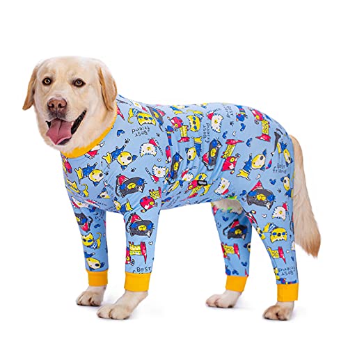 BT Bear Große Hundekleidung, elastischer Hunde-Einteiler, Kleidung, schützt Gelenke, Haustier-Pyjama, PJS, Hunde-Overall für große Hunde (blau, 6XL) von BT Bear