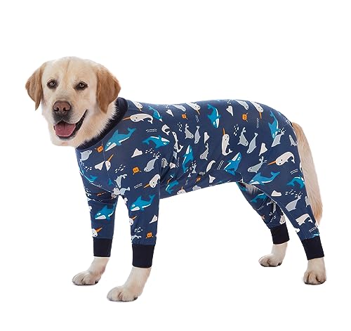 BT Bear Große Hundekleidung Onesie Kleidung Schützen Gelenke Pet Pyjamas Pyjamas für mittlere große Hunde(6XL,Dunkelblau) von BT Bear