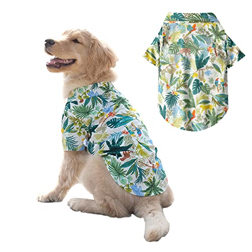 BT Bear Hunde-Hawaii-Hemden, Sommerkleidung, atmungsaktive Hunde-Baumwoll-T-Shirts, Größe 3XL-8XL für mittelgroße und große Hunde (5XL, Weiß) von BT Bear
