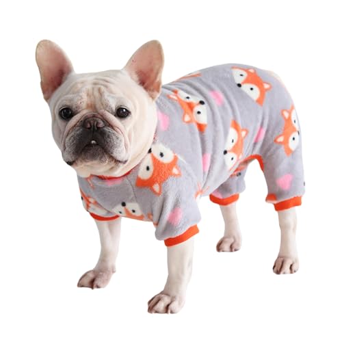 BT Bear Hunde-Pyjama, weich, warm, Fleece-Overall, niedliche Haustierkleidung, Einteiler, Kostüm für Welpen, kleine Hunde, mittelgroße Hunde (Orange, L) von BT Bear