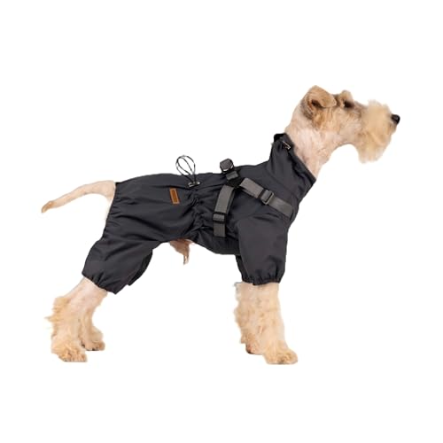 BT Bear Hundegeschirr, Regenmantel, verstellbar, 4 Beine, Hundejacke mit Geschirr, reflektierender Overall, wasserdichter Mantel für kleine Hunde, Schwarz, Größe S von BT Bear