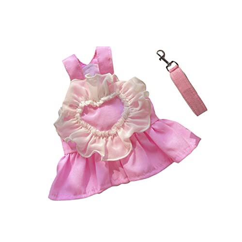 BT Bear Hundegeschirr Kleid mit Leine, Prinzessinnenkleid, Liebesspitze, Jeansrock, kleine Hunde, mittelgroße Hunde, Mädchenkleidung (Rosa, XS) von BT Bear