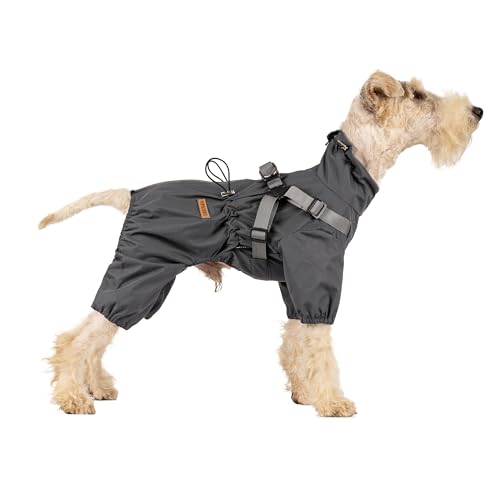 BT Bear Hundegeschirr-Regenmantel, verstellbare 4 Beine, Hunde-Regenjacke mit Geschirr, reflektierender Overall, Regenmantel, wasserdichter Hunde-Regenmantel für kleine Hunde, Grau, Größe L von BT Bear