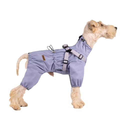 BT Bear Hundegeschirr-Regenmantel, verstellbare 4 Beine, Hunde-Regenjacke mit Geschirr, reflektierender Overall, Regenmantel, wasserdichter Hunde-Regenmantel für kleine Hunde, Lila, Größe M von BT Bear