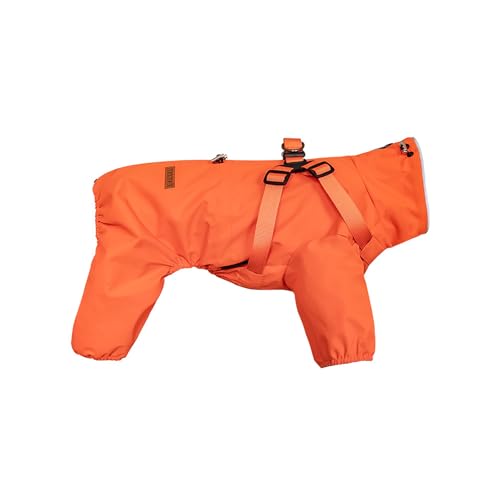 BT Bear Hundegeschirr-Regenmantel, verstellbare 4 Beine, Hunde-Regenjacke mit Geschirr, reflektierender Overall, Regenmantel, wasserdichter Hunde-Regenmantel für kleine Hunde, Orange, Größe L von BT Bear