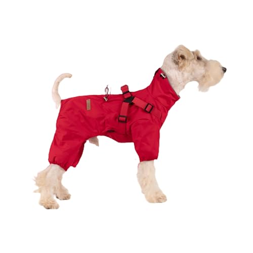 BT Bear Hundegeschirr-Regenmantel, verstellbare 4 Beine, Hunde-Regenjacke mit Geschirr, reflektierender Overall, Regenmantel, wasserdichter Hunde-Regenmantel für kleine Hunde, Rot, Größe S von BT Bear