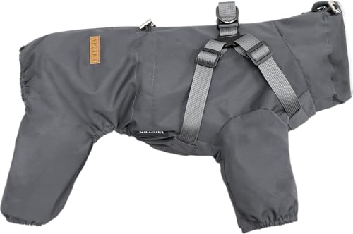 BT Bear Hundegeschirr-Regenmantel, verstellbare 4 Beine, Hunde-Regenjacke mit Geschirr, reflektierender Overall, Regenmantel, wasserdichter Hunde-Regenmantel für kleine und mittelgroße Hunde, Grau, von BT Bear