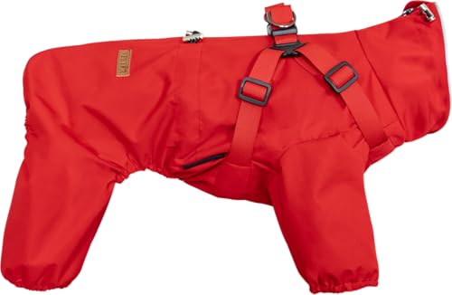 BT Bear Hundegeschirr, Regenmantel, verstellbar, 4 Beine, Hundejacke mit Geschirr, reflektierender Overall, wasserdichter Mantel für mittelgroße und große Hunde, Rot, Größe 3XL von BT Bear