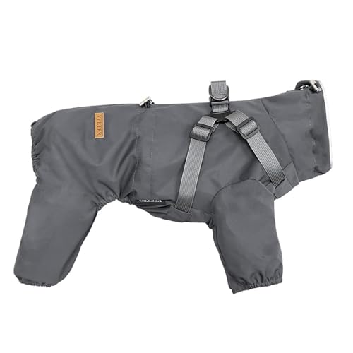 BT Bear Hundegeschirr-Regenmantel, verstellbare 4 Beine, Hunde-Regenjacke mit Geschirr, reflektierender Overall, Regenmantel, wasserdichter Hunde-Regenmantel für kleine und mittelgroße Hunde (Grau, von BT Bear