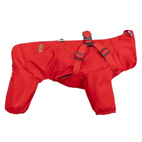 BT Bear Hundegeschirr-Regenmantel, verstellbare 4 Beine, Hunde-Regenjacke mit Geschirr, reflektierender Overall, Regenmantel, wasserdichter Hunde-Regenmantel für kleine und mittelgroße Hunde (Rot, von BT Bear