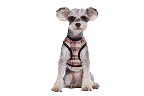 BT Bear Hundegeschirr-Set, klassisches kariertes Hundegeschirr, Weste, weiche Baumwolle, verstellbar für Welpen, kleine Hunde (XS, Gelb) von BT Bear