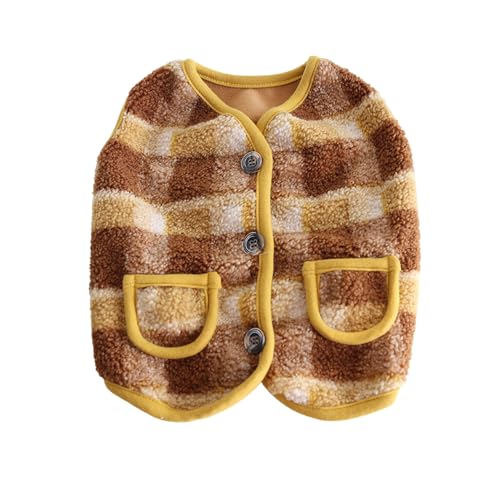 BT Bear Hundekleidung, große Brust, Polarfleece, warme Winterjacke für Katzen, kleine und mittelgroße Hunde, Mops, Französische Bulldogge (Größe XS, Gelb) von BT Bear