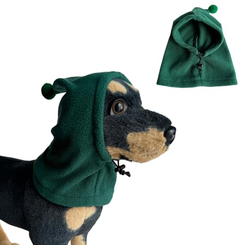 BT Bear Hundemütze, weich, warm, Fleece, beruhigende Hundeohren, winddicht, leise Ohren für kleine und mittelgroße Hunde, Grün, Größe L von BT Bear