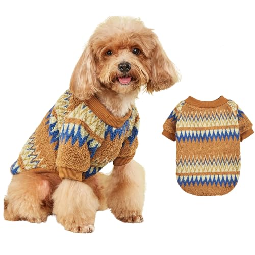 BT Bear Hundepullover, Plüsch-Hunde-Pyjama für kaltes Wetter, ethnischer Stil, mit Kapuze, warmer Mantel für den Winter für Katzen, Welpen, kleine Hunde, Khaki, Größe M von BT Bear