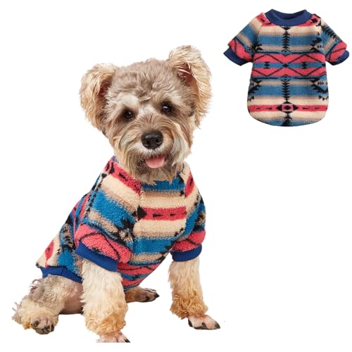 BT Bear Hundepullover, Plüsch-Pyjama für kaltes Wetter, ethnischer Stil, mit Kapuze, warmer Mantel für den Winter für Katzen, Welpen, kleine Hunde, Blau, Größe M von BT Bear