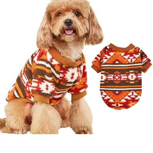 BT Bear Hundepullover, Plüsch-Pyjama für kaltes Wetter, ethnischer Stil, mit Kapuze, warmer Mantel für den Winter für Katzen, Welpen, kleine Hunde, Orange, Größe M von BT Bear