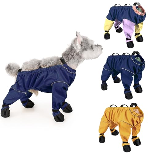 BT Bear Hundeschuhe, wasserdicht, schmutzabweisend, rutschfest, vierbeinig, Hose, Stiefel mit Hosenträgern, reflektierender Haustierpfotenschutz für kleine Hunde, mittelgroße Hunde, Outdoor, von BT Bear