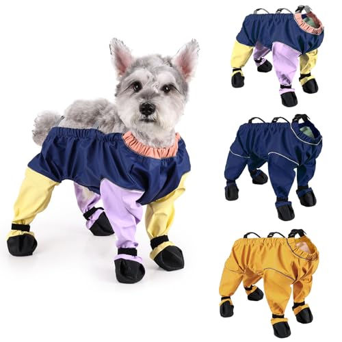 BT Bear Hundeschuhe, wasserdicht, schmutzabweisend, rutschfest, vierbeinig, Hose, Stiefel mit Hosenträgern, reflektierender Haustierpfotenschutz für kleine Hunde, mittelgroße Hunde, Outdoor, von BT Bear