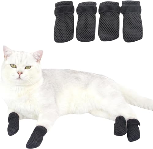 BT Bear Krallenpflege für Katzen, kratzfeste Schuhe, Haustierstiefel für Katzen, kleine Hunde, Fellpflege, Katzennagelhandschuhe, Katzenkrallenabdeckung zum Baden, Rasieren, Überprüfung, Schwarz, von BT Bear