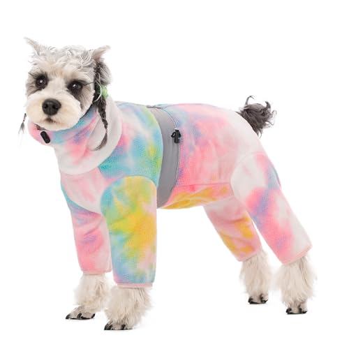 BT Bear Warme Hundemäntel, Jacken für Hunde, verstellbarer Fleece-Overall mit D-Ring, Wintermantel für kleine und mittelgroße Hunde, Batikfärbung, Rosa, Größe XL von BT Bear