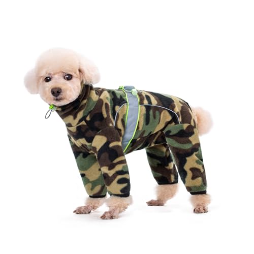 BT Bear Warme Mäntel für kleine Hunde, verstellbarer Fleece-Overall mit D-Ring, Wintermantel für kleine Hunde, Camouflage, Größe L von BT Bear