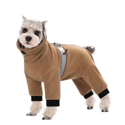 BT Bear Warme Mäntel für kleine Hunde, verstellbarer Fleece-Overall mit D-Ring, Wintermantel für kleine Hunde, Hellbraun, Größe S von BT Bear