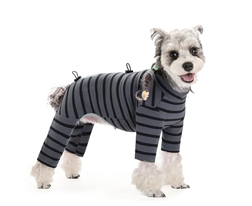 BT Bear Warmer Wintermantel für Hunde, warm, Baumwolle, gestreift, verstellbar, reflektierend, Pullover, Hunde-Overall, Hunde-Winterkleidung für kleine, mittelgroße Hunde, Grau, Größe XXL von BT Bear