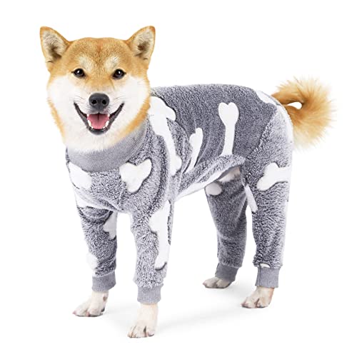 BT Bear Winter-Hundemantel, Hunde-Pyjama, Einteiler, großer Hund, warme Flanell, Winter-Overall, Kostüme für mittelgroße und große Hunde (Grau, 7XL) von BT Bear