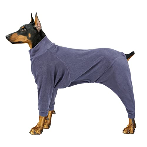 BT Bear Winter-Hundemantel, warmer Hunde-Schlafanzug, Einteiler, großer Hunde-Fleece, warm, für den Winter, Kleidung, PJS für mittelgroße und große Hunde (Graublau, 4XL) von BT Bear