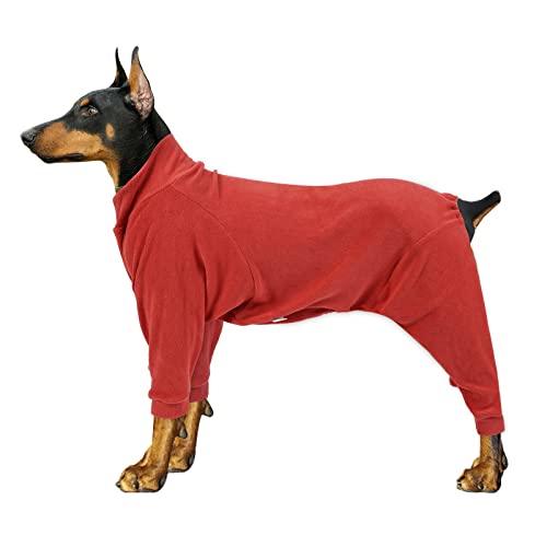 BT Bear Winter-Hundemantel, warmer Hunde-Schlafanzug, Einteiler, großer Hunde-Fleece, warm, für den Winter, Kleidung, PJS für mittelgroße und große Hunde (Orange-Rot, XXL) von BT Bear