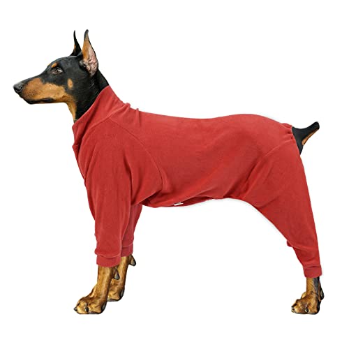 BT Bear Winter-Hundemantel, warmer Hunde-Schlafanzug, Einteiler, großer Hunde-Fleece, warm, für den Winter, Kleidung, PJS für mittelgroße und große Hunde (Orange-Rot, XXXL) von BT Bear