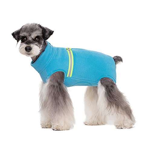 BT Bear Winterkleidung für kleine Hunde, Winterkleidung, Mantel, weiches Fleece mit reflektierendem Hunde-Einteiler, Overall, Welpen-Haustier-Pyjama-Kostüm (Blau, L) von BT Bear