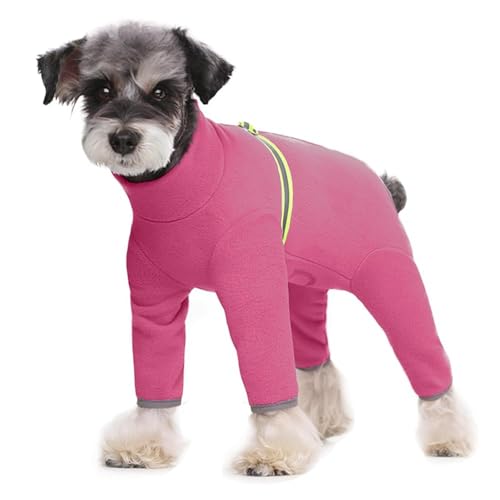 BT Bear Winterkleidung für kleine Hunde, warmer Wintermantel, weiches Fleece mit reflektierendem Reißverschluss, Hunde-Einteiler, Jumpsuit, Welpen-Haustier-Pyjama, Kostüm, Bekleidung (Hot Pink, M) von BT Bear