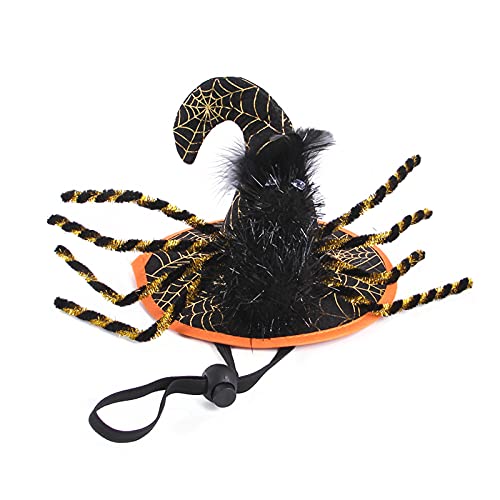 Haustier Halloween Hut, Hunde Kürbis Kappe Lustige Halloween Party Haustier Cosplay Kostüme Kleidung für Katzen Kaninchen Welpen Kleine Hunde (C-Schwarze Spinne) von BT Bear