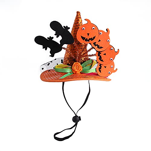 Haustier Halloween Hut, Hunde Kürbis Kappe Lustige Halloween Party Haustier Cosplay Kostüme Kleidung für Katzen Kaninchen Welpen Kleine Hunde (F-Orange Kürbis) von BT Bear