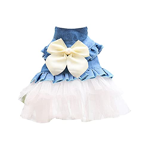 Haustier Hund Kleid Kleidung Welpenrock Prinzessin Kleider Sweetie Bowknot Hund Tutu Spitzenkleid Rock für kleine Hunde Mädchen Katzen Hund (weiß, klein) von BT Bear