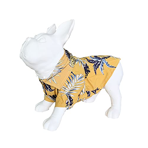 Haustier-Kleidung, Hawaii-Hunde-Shirt, weich, atmungsaktiv, kühles T-Shirt für Sommer, Strand, Bekleidung für Katzen, Welpen, kleine Hunde, mittelgroße Hunde (X-Large: Brustumfang 52 cm, gelb) von BT Bear