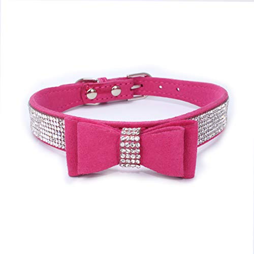 HaustierHalsband, glitzernde StrassHundehalsband, Fliege, Kristall, Diamant, weiches SamtLeder, Haustierhalsband für Katzen, Welpen, kleine Hunde, mittelgroße Hunde, große Hunde (M (42 x 2 cm), von BT Bear