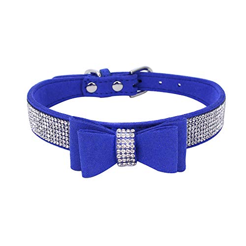 HaustierHalsband, glitzernde StrassHundehalsband, Fliege, Kristall, Diamant, weiches SamtLeder, Haustierhalsband für Katzen, Welpen, kleine Hunde, mittelgroße Hunde, große Hunde (M (42 x 2 cm), von BT Bear