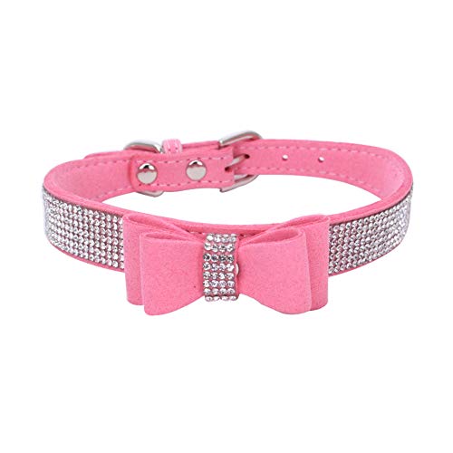 HaustierHalsband, glitzernde StrassHundehalsband, Fliege, Kristall, Diamant, weiches SamtLeder, Haustierhalsband für Katzen, Welpen, kleine Hunde, mittelgroße Hunde, große Hunde (XXL (61 x 3 cm), von BT Bear