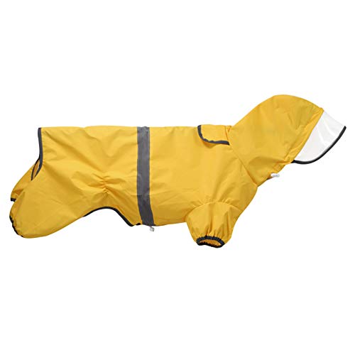 Hunde-Regenmantel, wasserdicht, mit Kapuze und Kragenloch, transparente Krempe, ultraleicht, atmungsaktiv, reflektierend, Jumpsuit für kurzbeinige kleine Hunde, Corgi-Dackel von BT Bear