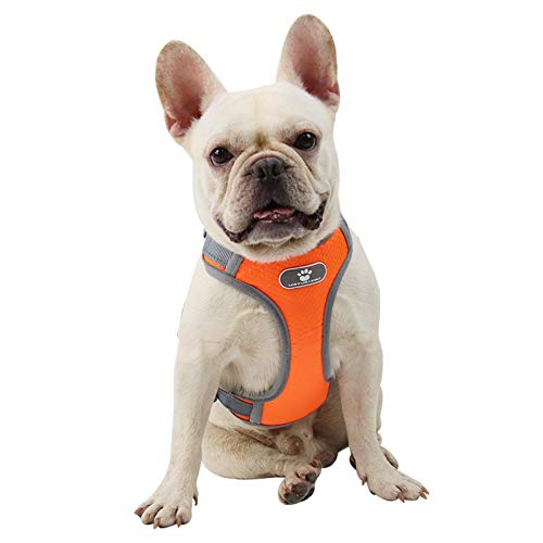 Hundegeschirr No Pull Escape Proof verstellbares Hundegeschirr, atmungsaktives Oxford reflektierendes Hundegeschirr für mittlere große Hunde (M, Orange) von BT Bear