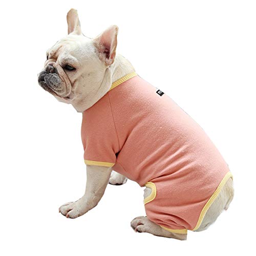 Hundekleidung, Hunde-Pyjama, weicher vierbeiniger Overall, französische Bulldogge, Kleidung, Hunde-Einteiler für Welpen, kleine, mittelgroße Hunde (Rosa, klein) von BT Bear