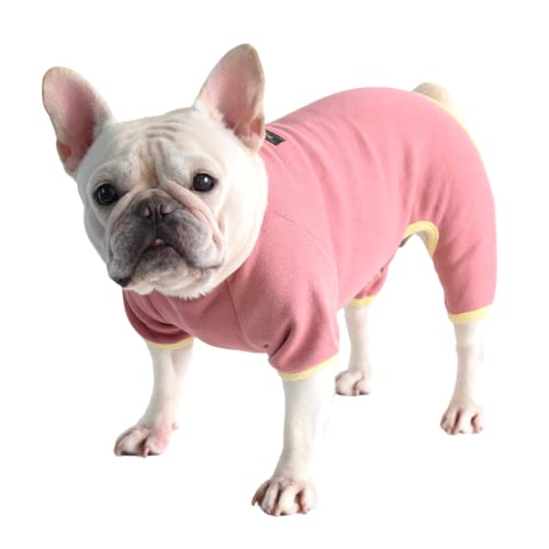 Hundekleidung, Hunde-Pyjama, weicher vierbeiniger Overall, französische Bulldogge, Kleidung, Hunde-Einteiler für Welpen, kleine, mittelgroße Hunde (Dunkelrosa, Größe XS) von BT Bear