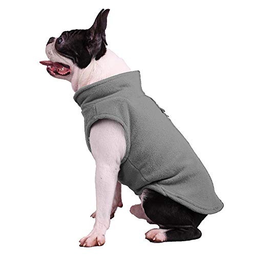 Hundepullover / Hunde-Sweatshirt, weiche Fleece-Weste, Kaltwetterjacke mit Ring für die Leine für kleine und mittelgroße Hunde (Größe XL, Grau) von BT Bear