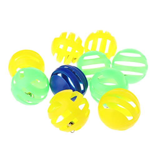 BTGHPI 10er Pack Katzen Lieblingsspielzeug Für Geschlitzte Bälle Bälle Zufällige Farbe 3 5 cm Für Katzenspielzeug Verschiedene Glocken Kätzchen Gitter von BTGHPI