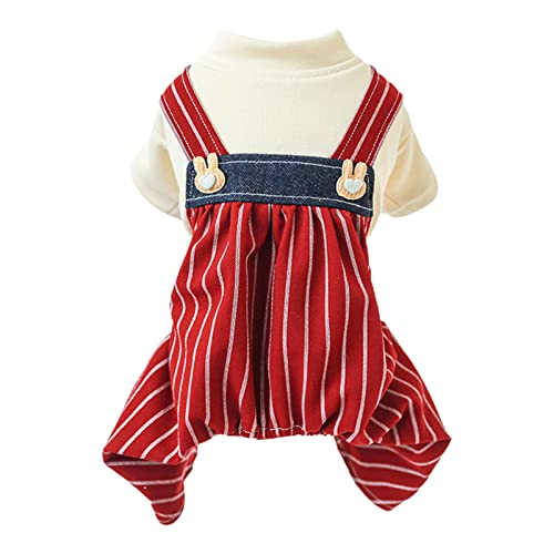 BTGHPI Kleine Hunde Overalls Katzen Winterkleidung Rote Streifen Party Anzug Modisches Outfit Für Hunde Welpen Atmungsaktive Kleidung von BTGHPI