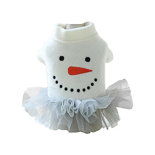 BTGHPI Warmes Hundekleid mit Schneemann-Muster, Weihnachtsrock, Winter, Herbst, Hochzeit, süße kleine Hunde von BTGHPI