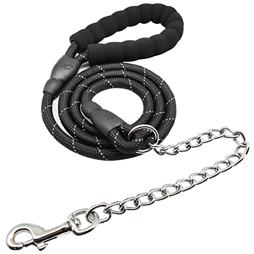 BTINESFUL Chew Proof Dog Leash| 6FT Heavy Duty Rope Leash| Anti-Chewing Chain with Padded Handle for Medium Large Dogs Outdoor Training Walking von BTINESFUL